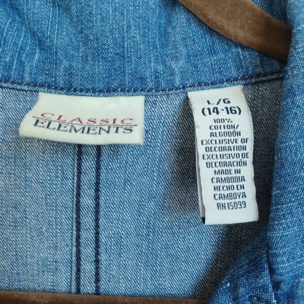 Classic Elements Denim Jacket Embroidered Barn Ch… - image 5
